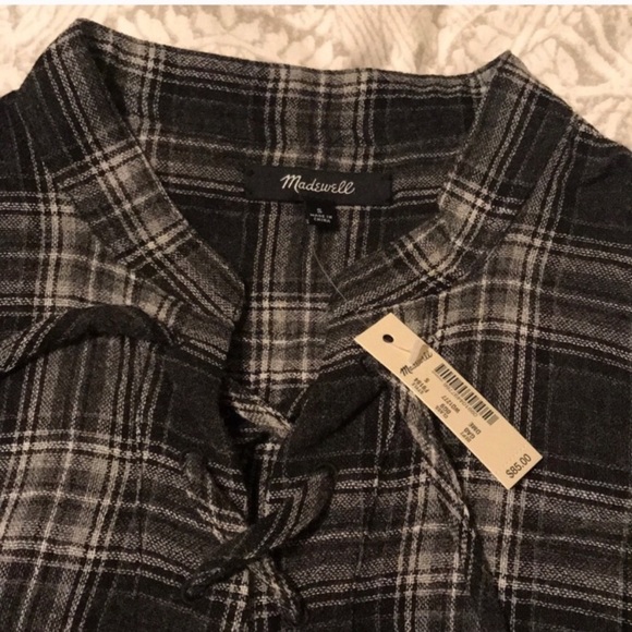 NEW Madewell terrace lace up shirt in Owens plaid - Picture 8 of 8